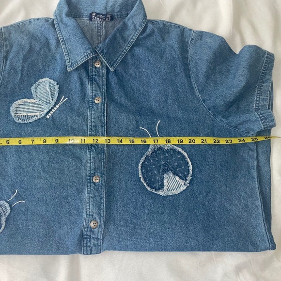 Bleu Bayou 90'sVintage Women’s Denim Dress Lady Bug Butterfly Patch - Picture 6 of 11